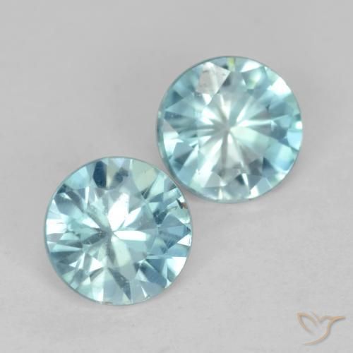 0.88 ctw Blue Zircon Stones, Natural Zircon in Diamond-Cut Shape for Sale