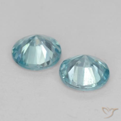 Zircon Gemstones in 4.5 mm (calibrated) Size for Sale, Zircon Stones in Light Greenish Blue Color