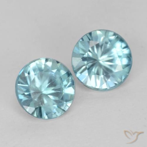 1.03 ctw Blue Zircon Stones, Natural Zircon in Diamond-Cut Shape for Sale