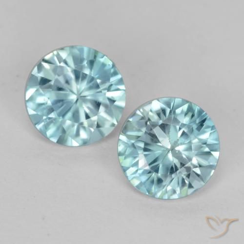 0.97 ct Blue Zircon, 4.5 mm Diamond Cut From Cambodia, Photo A