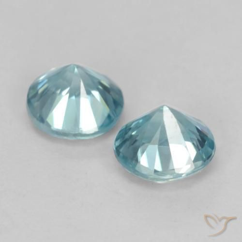 Zircon Gemstones in 4.3 mm Size for Sale, Zircon Stones in Medium Greenish Blue Color