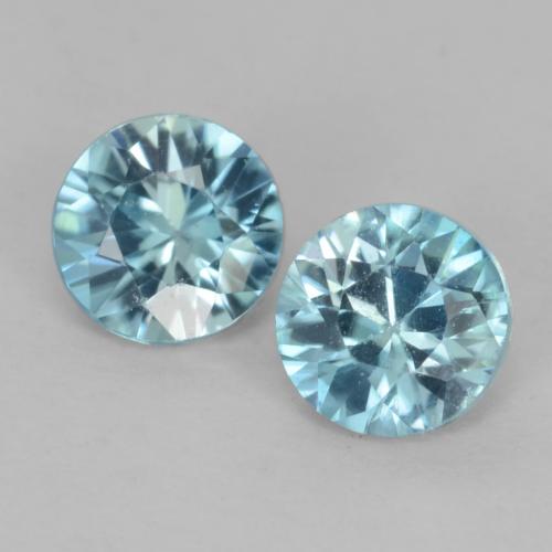 0.5 carat (2 pcs) Round 4.46 mm Diamond-Cut Turquoise Zircon Gemstones