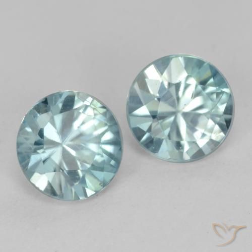 1.11 ctw Blue Zircon Stones, Natural Zircon in Diamond-Cut Shape for Sale