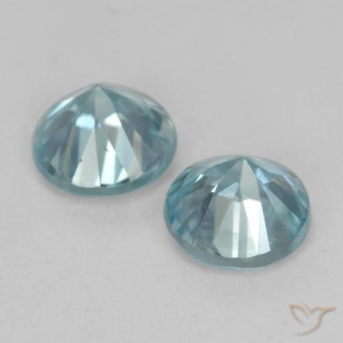 Zircon Gemstones in 4.5 mm (calibrated) Size for Sale, Zircon Stones in Light Aqua Blue Color
