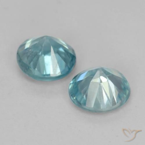 Zircon Gemstones in 4.5 mm (calibrated) Size for Sale, Zircon Stones in Light Aqua Blue Color