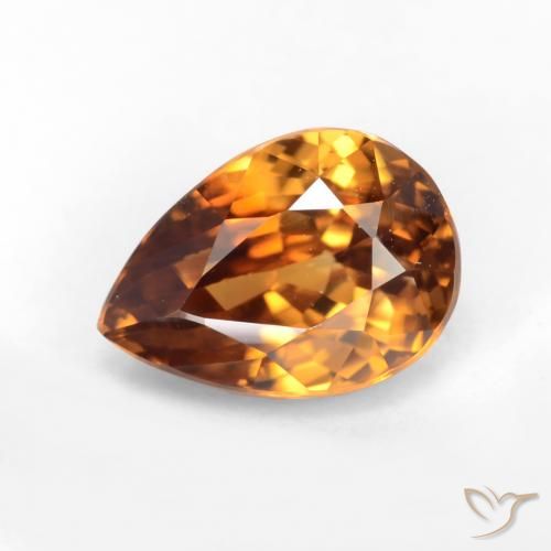 Rust Orange Zircon Gem - 2.6ct Pear Facet (ID: 549030)