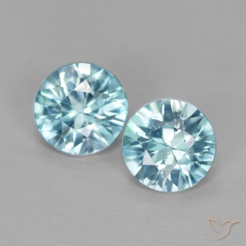 Circón azul de 1 quilates, corte de diamante de 4,6 mm de Camboya, Photo A