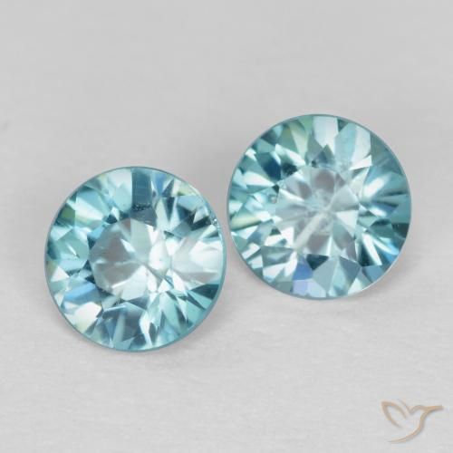 0.95 ctw Blue Zircon Stones, Natural Zircon in Diamond-Cut Shape for Sale