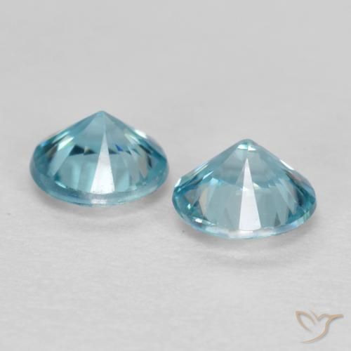 Zircon Gemstones in 4.5 mm (calibrated) Size for Sale, Zircon Stones in Light Blue Color