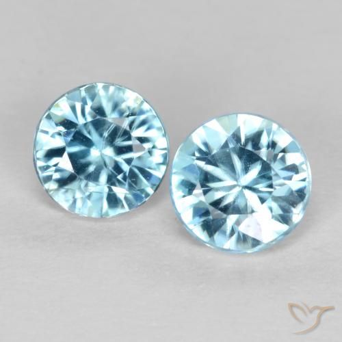 0.98 ct Blue Zircon, 4.5 mm Diamond Cut From Cambodia, Photo A