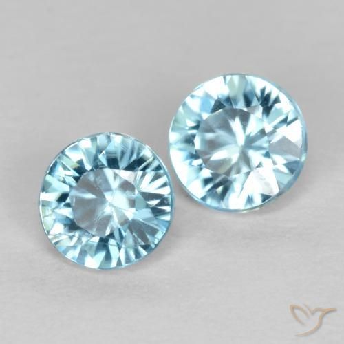 0.98 ctw Blue Zircon Stones, Natural Zircon in Diamond-Cut Shape for Sale