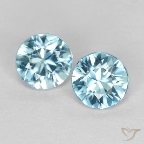0.88 ct Blue Zircon, 4.4 mm Diamond Cut From Cambodia, Photo A