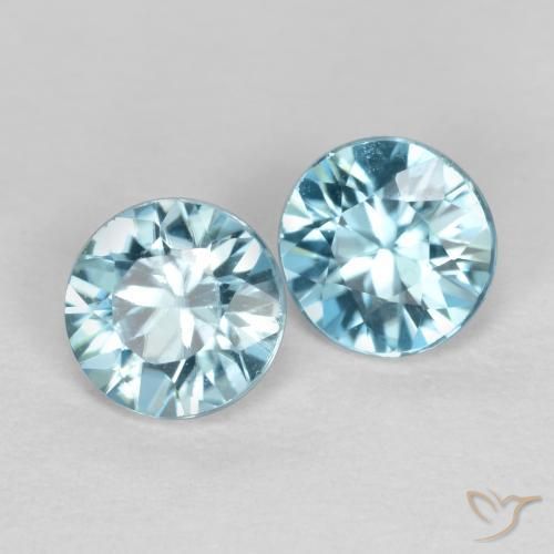 0.88 ctw Blue Zircon Stones, Natural Zircon in Diamond-Cut Shape for Sale