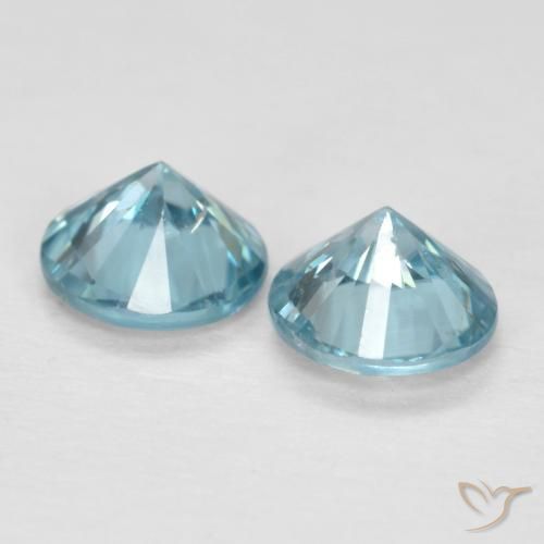 Zircon Gemstones in 4.5 mm (calibrated) Size for Sale, Zircon Stones in Light Blue Color