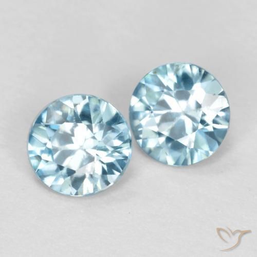 0.91 ctw Blue Zircon Stones, Natural Zircon in Diamond-Cut Shape for Sale