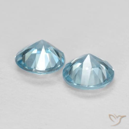 Zircon Gemstones in 4.5 mm (calibrated) Size for Sale, Zircon Stones in Light Maya Blue Color