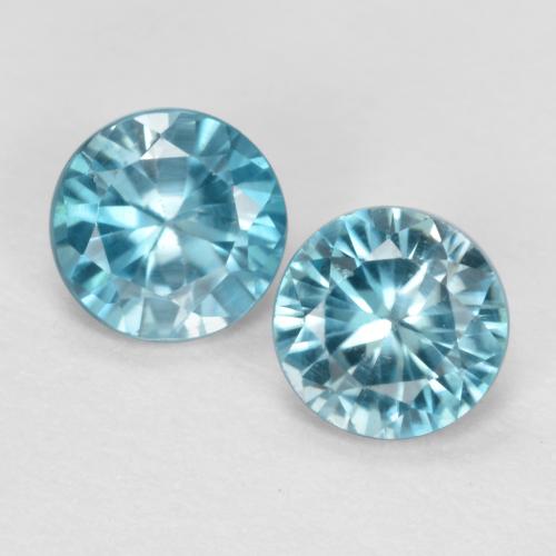 1.10 ctw Blue Zircon Gemstones, Zircon Gems in Diamond-Cut Shape for Sale.