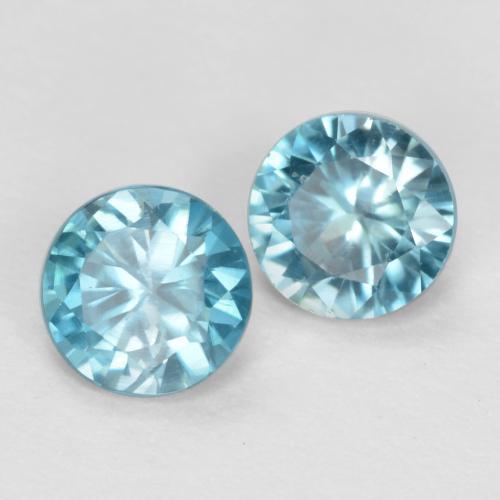 1.10 ctw Blue Zircon Stones, Natural Zircon in Diamond-Cut Shape for Sale