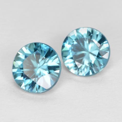 1.04 ctw Blue Zircon Stones, Natural Zircon in Diamond-Cut Shape for Sale