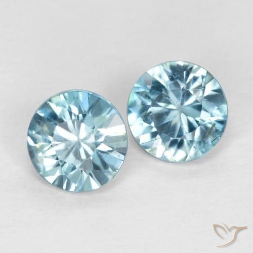 0.94 ctw Blue Zircon Stones, Natural Zircon in Diamond-Cut Shape for Sale