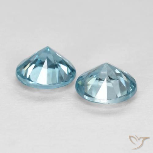 Zircon Gemstones in 4.5 mm (calibrated) Size for Sale, Zircon Stones in Light Maya Blue Color