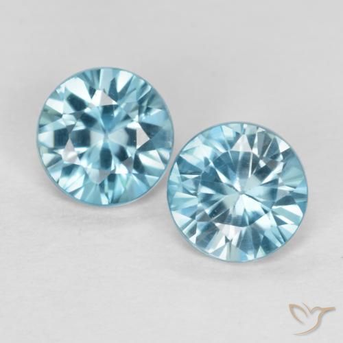 0.96 ct Blue Zircon, 4.5 mm Diamond Cut From Cambodia, Photo A
