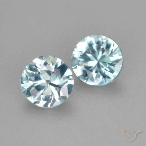 1.00 ctw Blue Zircon Stones, Natural Zircon in Diamond-Cut Shape for Sale