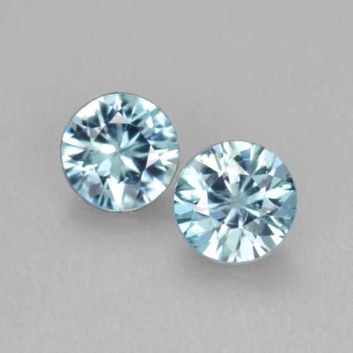 2 pezzi Zircone taglio rotondo abbinati di dimensioni 4,4mm, peso 0,98 ct totali / media. 0,49 ct ciascuno, Bambina blu in purezza VS, pietra preziosa naturale , durezza Mohs 6,5 - 7,5 adatto per gioielli da indossare ogni giorno, Pietra portafortuna di dicembre, Photo A