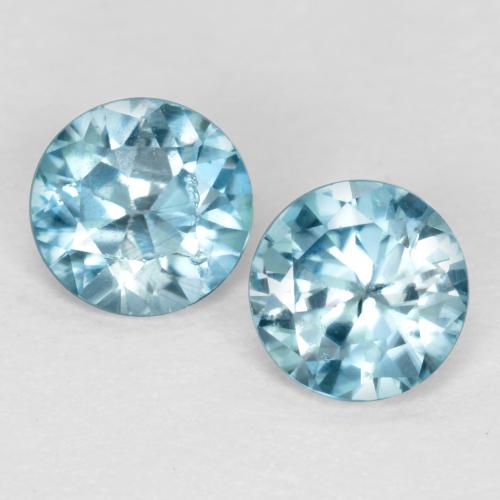 Paire Zircon Tour 3,9mm - Poids total 0,55 ct / moyenne 0,28 ct chaque, pierre gemme naturelle , couleur Bleu clair avec pureté VS, dureté Mohs 6.5 à 7.5 convient aux bijoux de tous les jours, pierre de sagesse, Pierre du zodiaque Taureau, Photo A