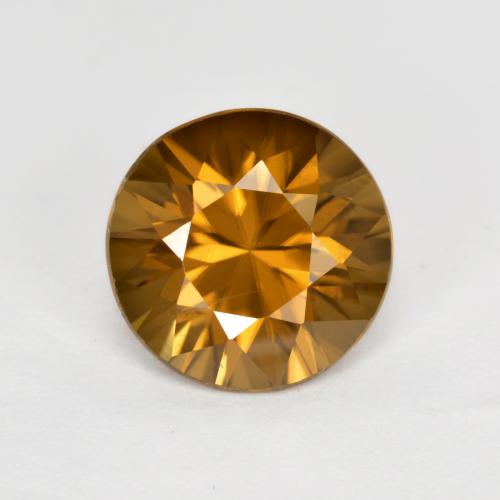2.62 ct Golden Zircon Gemstone, Zircon Gem in Round Facet Shape for Sale.