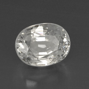 8.64 ct White Zircon Stone, Natural Zircon in Oval Facet Shape for Sale