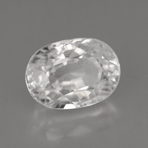 8.09 ct White Zircon Stone, Natural Zircon in Oval Facet Shape for Sale