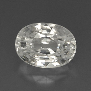 9.71 ct White Zircon Gemstone, Zircon Gem in Oval Facet Shape for Sale.