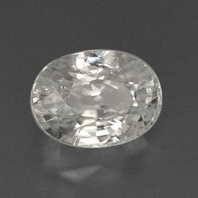 9.71 ct White Zircon Stone, Natural Zircon in Oval Facet Shape for Sale