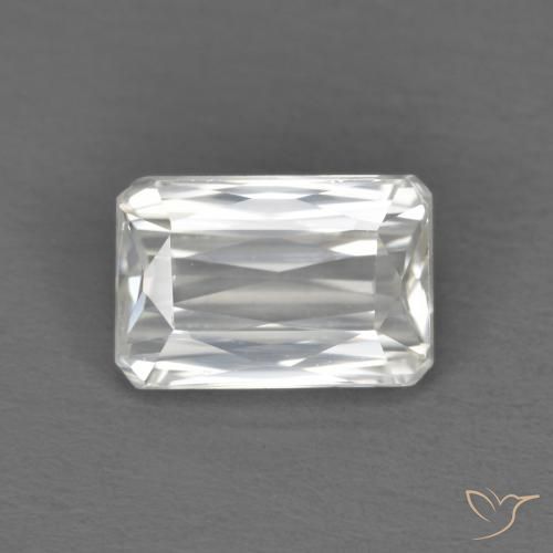 1.38ct Natural White Zircon, Emerald Cut, VVS-VS