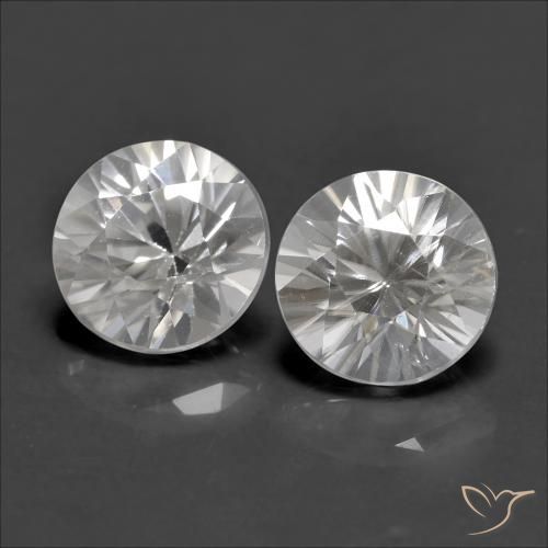 2.47 ctw White Zircon Stones, Natural Zircon in Diamond-Cut Shape for Sale
