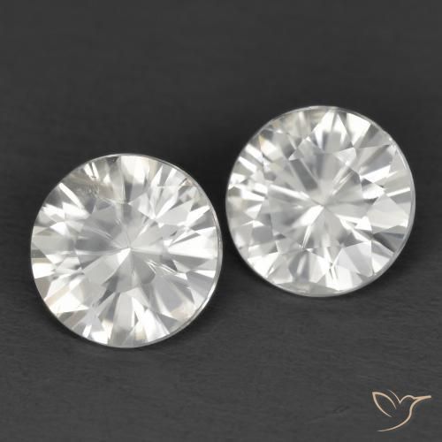 2.34 ctw White Zircon Stones, Natural Zircon in Diamond-Cut Shape for Sale