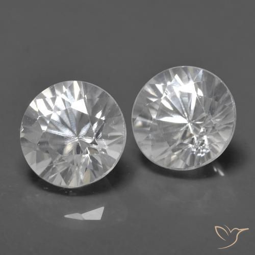 1.58 ctw White Zircon Stones, Natural Zircon in Diamond-Cut Shape for Sale