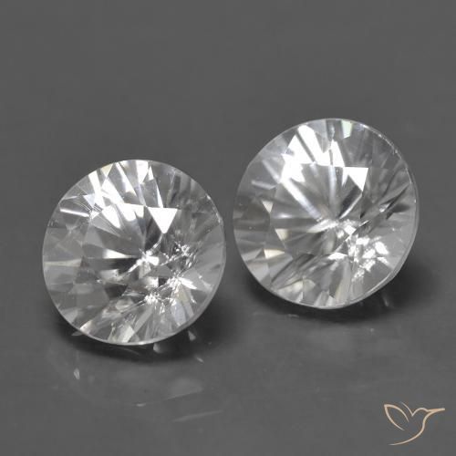 1.50 ctw White Zircon Stones, Natural Zircon in Diamond-Cut Shape for Sale