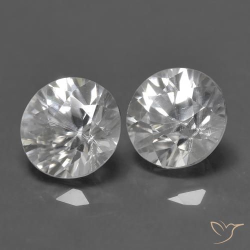 1.46 ctw White Zircon Stones, Natural Zircon in Diamond-Cut Shape for Sale