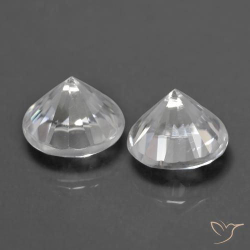 Zircon Gemstones in 5 mm (calibrated) Size for Sale, Zircon Stones in White Color