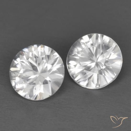 2.27 ctw White Zircon Stones, Natural Zircon in Diamond-Cut Shape for Sale