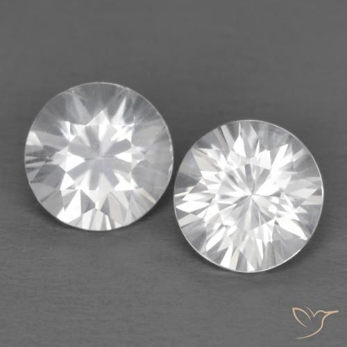 2.40 ctw White Zircon Stones, Natural Zircon in Diamond-Cut Shape for Sale