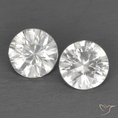 1.35 ct White Zircon, 5 mm Diamond Cut From Cambodia, Photo A