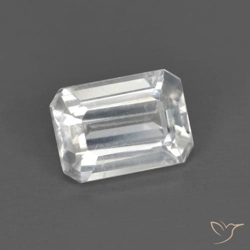 1.58 ct White Zircon Stone, Natural Zircon in Octagon Step Cut Shape for Sale