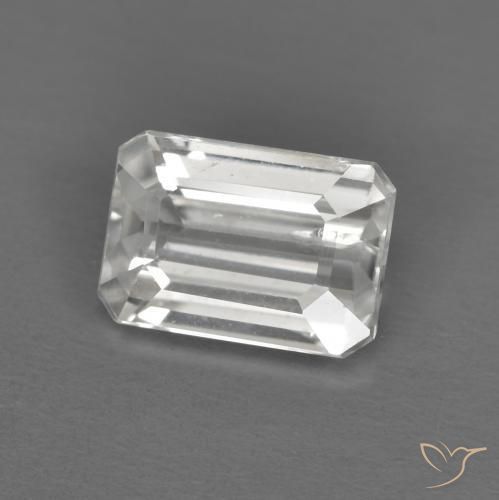 1.55ct Natural White Zircon, Emerald Cut, VS