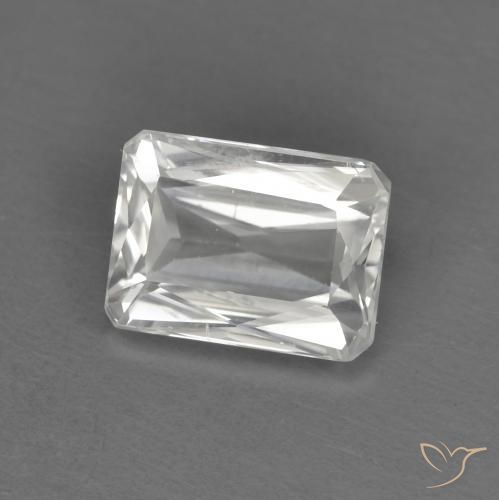 1.50ct Natural White Zircon, Emerald Cut, VVS