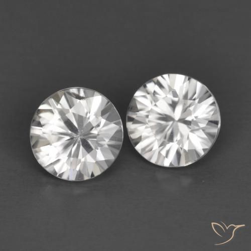 1.36 ctw White Zircon Stones, Natural Zircon in Diamond-Cut Shape for Sale