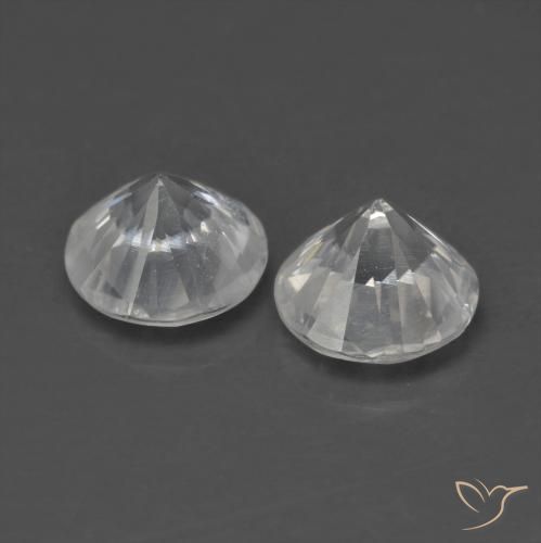 Zircon Gemstones in 5 mm (calibrated) Size for Sale, Zircon Stones in White Color