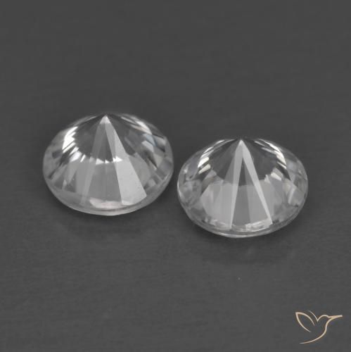 Zircon Gemstones in 5 mm (calibrated) Size for Sale, Zircon Stones in White Color